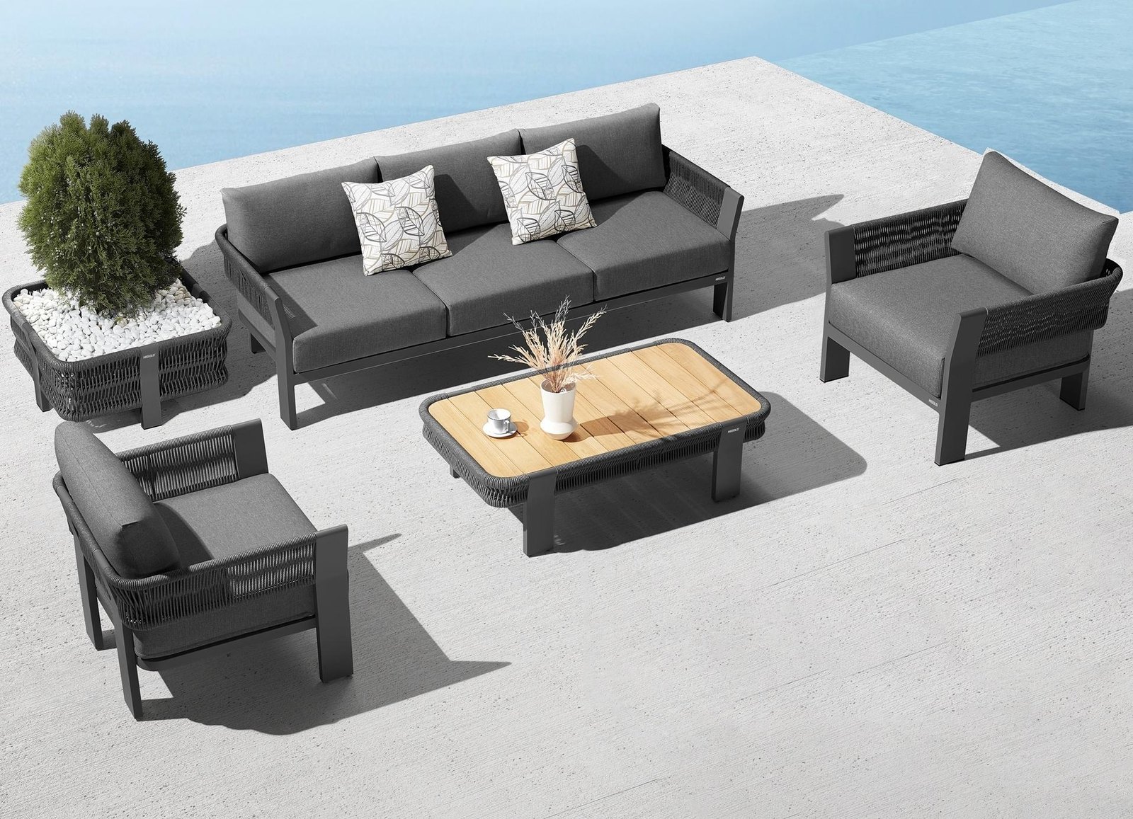 Borromeo Sofa Set — Charcoal